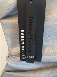 Ladies KAREN MILLEN Size 12 UK Silver Limited Edition Draped Party 