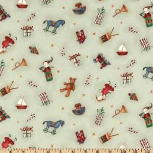  44 Wide Jolly Ol St. Nick Toys Winter Green Fabric By 