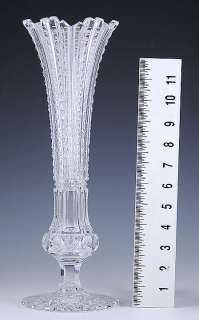 AMERICAN BRILLIANT PERIOD CLASSICALLY CUT TRUMPET FORM GLASS VASE 