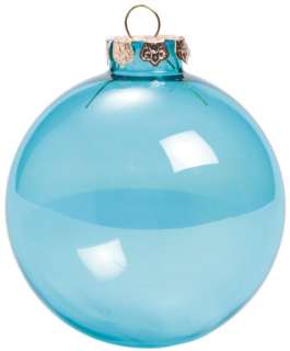 Teal Aqua Blue Clear Glass Ball Christmas Ornament  