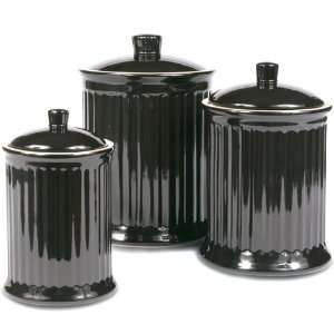 OmniWare Simsbury Black Stoneware Canisters, Set of 3 