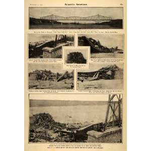 1907 Print Quebec Bridge Collapse Before After Images   Original 