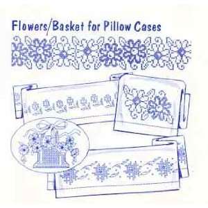  8210 PT BK Flowers/Basket for Pillow Cases by Aunt Martha 