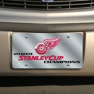   Wings 2009 NHL Stanley Cup Champions Silver Mirrored License Plate