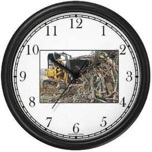  Bull Dozer Pushing Tree Debris (JP6) Wall Clock by 