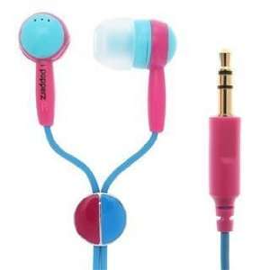  Ipopperz Colorz Earbuds   Pink and Sky on Blue Cord 