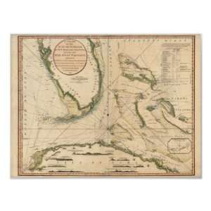  Nautical Chart of the Gulf of Florida Poster