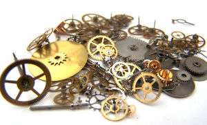   antique Steampunk Watch Parts Pieces gears cogs wheels 75+ Lot 5g
