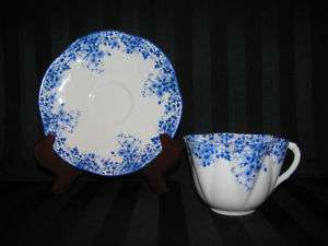 Delicate Shelley Dainty Blue Cup & Saucer 2 3/8 VGC  