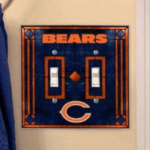  Chicago Bears   NFL Art Glass Double Switch Plate Cover 