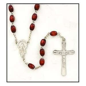 Men or Boys Cordovan Oval Wood Rosary, Perfect for RCIA, Confirmation 