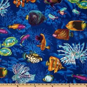  44 Wide Tropical Fun Fish Blue Fabric By The Yard Arts 