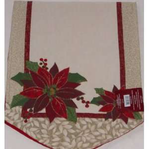  Shopko Embellished Poinsettia Table Runner Christmas 