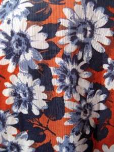   Blue Daisies Floral Shirt Blouse S Hippie Flower Child Nylon  