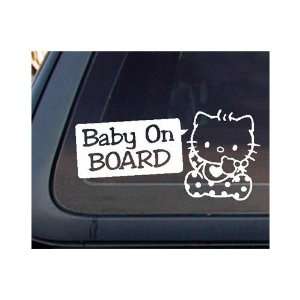KITTY Baby On Board   8 WHITE DECAL   NOTEBOOK, LAPTOP, WINDOW, WALL 