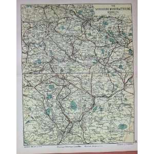  Map England C1895 Yorkshire Leeds Bradford Sheffield