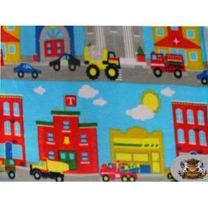  Fleece Printed CITY TOYS Fabric sold by the yard 
