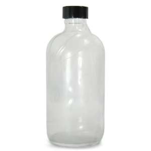  Glass Boston Round Bottle with 24 400 Black Phenolic Polyseal Cone 