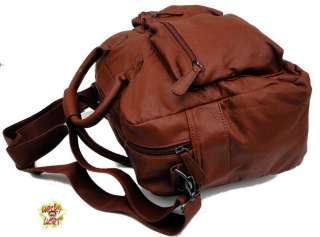 SEVERAL Fashion Big Sling Shoulder Bag Cognac Brown Faux Leather 