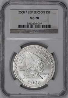 2000 p leif ericson commemorative silver dollar ngc ms 70 check out 