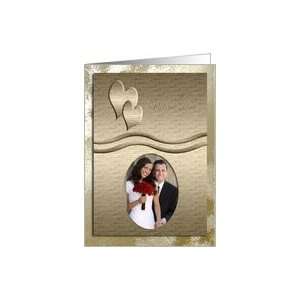  Photo Card, Save the Date, Gold Hearts Card Health 