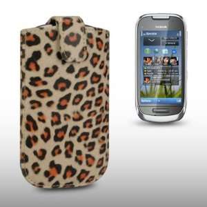  NOKIA C7 00 LEOPARD PRINT PU LEATHER POCKET POUCH COVER 