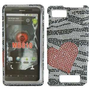 Hearts &Zebra Full Diamond Bling Case Cover for Motorola Droid Shadow 