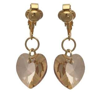  Valentine Gold Shadow Heart Clip On Earrings Jewelry