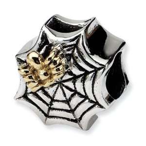  Plated 14k Gold 925 Sterling Silver Spider Web Bead 