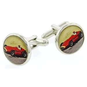  JJ Weston Silver plated Red Racer cufflinks. Made in the 