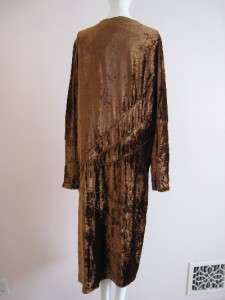 Art Deco 1920s Amazing Bronze Colored Silk Velvet Flapper Dress Multi 