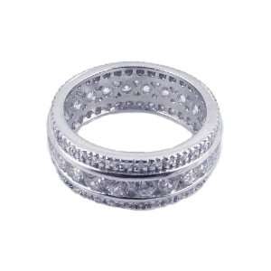  Sterling Silver CZ Thick Band Size 7 Jewelry