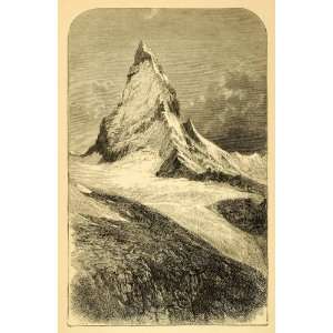  1871 Wood Engraving Whymper Matterhorn Alps Tyndall 