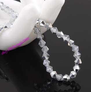 720pc 4mm Clear Half Silver Plate Crystal Bicone Beads1  