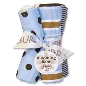 Blooming Bouquet Burp Cloth  4 Pack Set Max Dot Percale, Max Stripe 