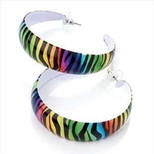   Bright Zebra Print Metal Hoop Earrings AJ21983 Arts, Crafts & Sewing