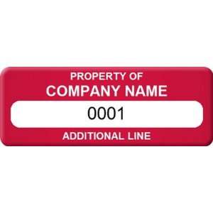 Sequentially Numbered Asset Tag, two lines of text AlumiGuard Metal 