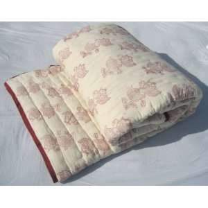  Tilonia Home King Quilt   Cranberry Red & White Floral 