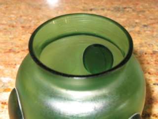   Loetz Vesuvian Creta Green Art Glass Vase 3 Applied Prunts Art Nouveau
