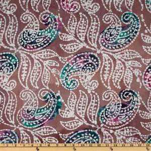 44 Wide Indian Batik Paisleys Chocolate/Teal Fabric By 