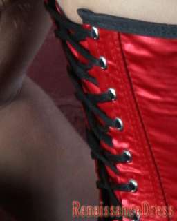 Goth Red Satin Steel Boned Halfbust Corset Tight Lacing  