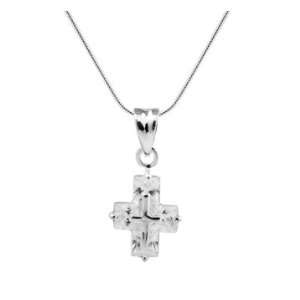  Sterling Silver Cross with Crystal Necklace Jewelry