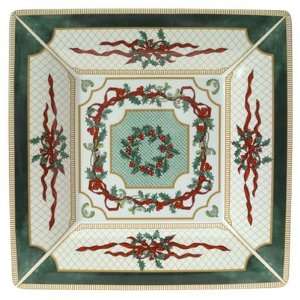 Royal Worcester Holly Ribbons Festive 10 1/2 Inch Square Tray  