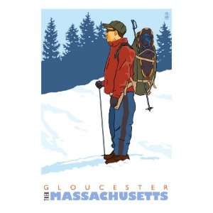  Snow Hiker, Gloucester, Massachusetts Premium Poster Print 