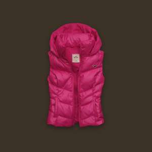 Hollister Fletcher Cove Pink Feather Puffy Jacket Vest  