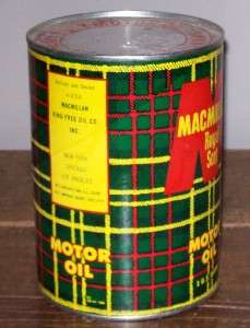 Vintage Macmillan Royal Scot One Quart Motor Oil Can Full NOS  Gas 