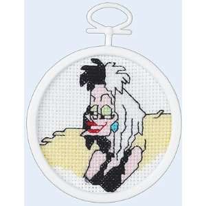  Cruella De Vil Mini Counted Cross Stitch Kit 2 1/2 Round 