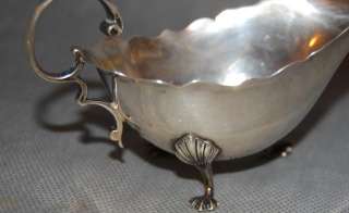 Sterling Silver Sauce Boat Scroll Handle Shell Feet  