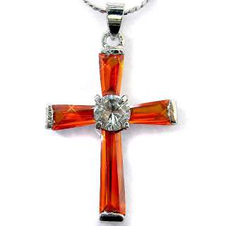 Adorable Cross Cut Fire Opal Necklace/Pendant P5805  