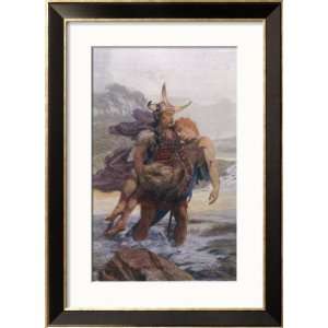  Cuchulainn Carries Ferdiad Across the River Framed Art 